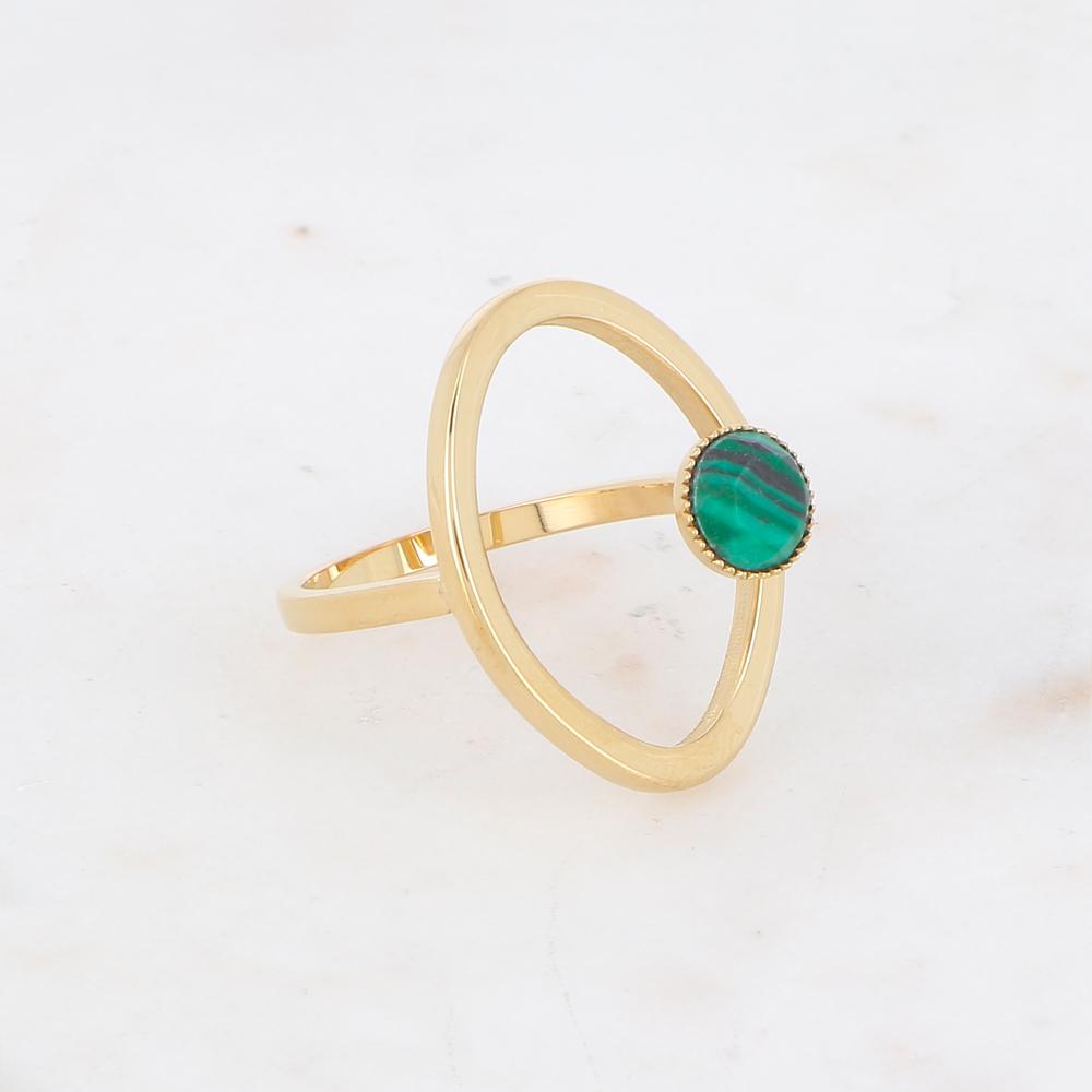 Bague ouverte avec pierre naturelle - Malachite