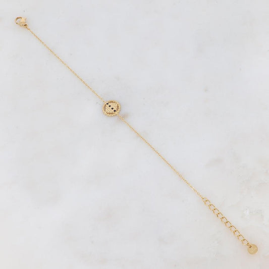 Bracelet avec pendentif rond ajouré de façon géométrique, 4 strass