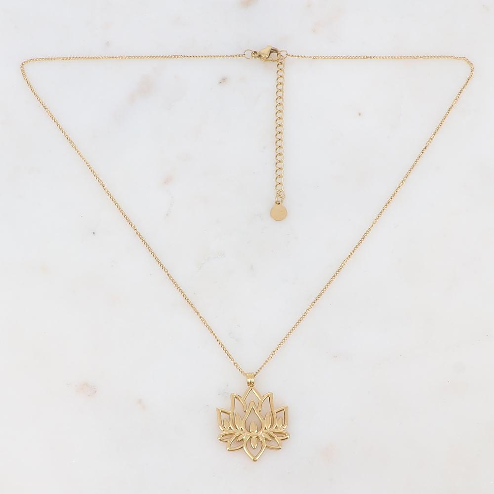 Collier doré avec fleur de lotus 40+5 cm