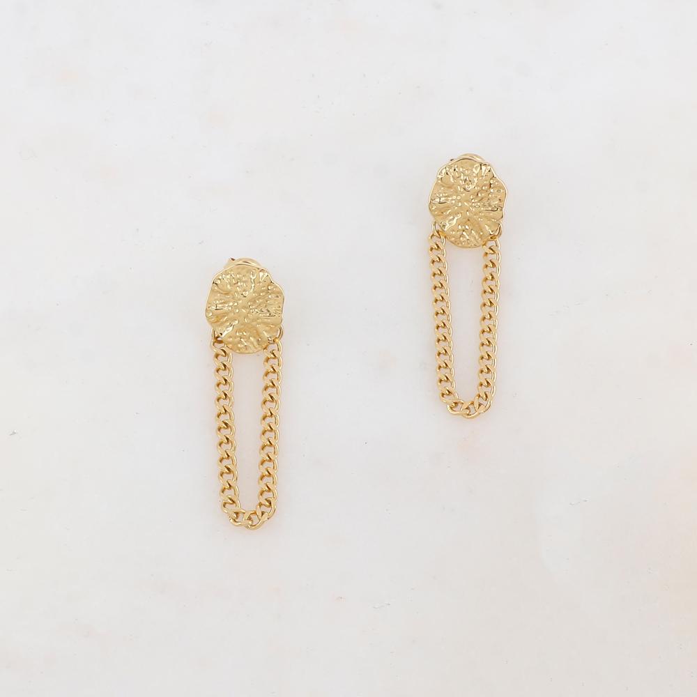 B.O à puce avec pièce martelée et maille pendante 1,2 x 4,5 cm.