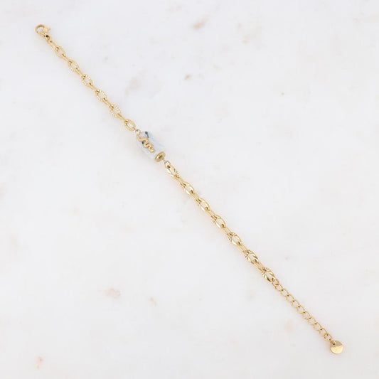 Bracelet en maille avec pierre naturelle et serpent - Pierre de lune blanche