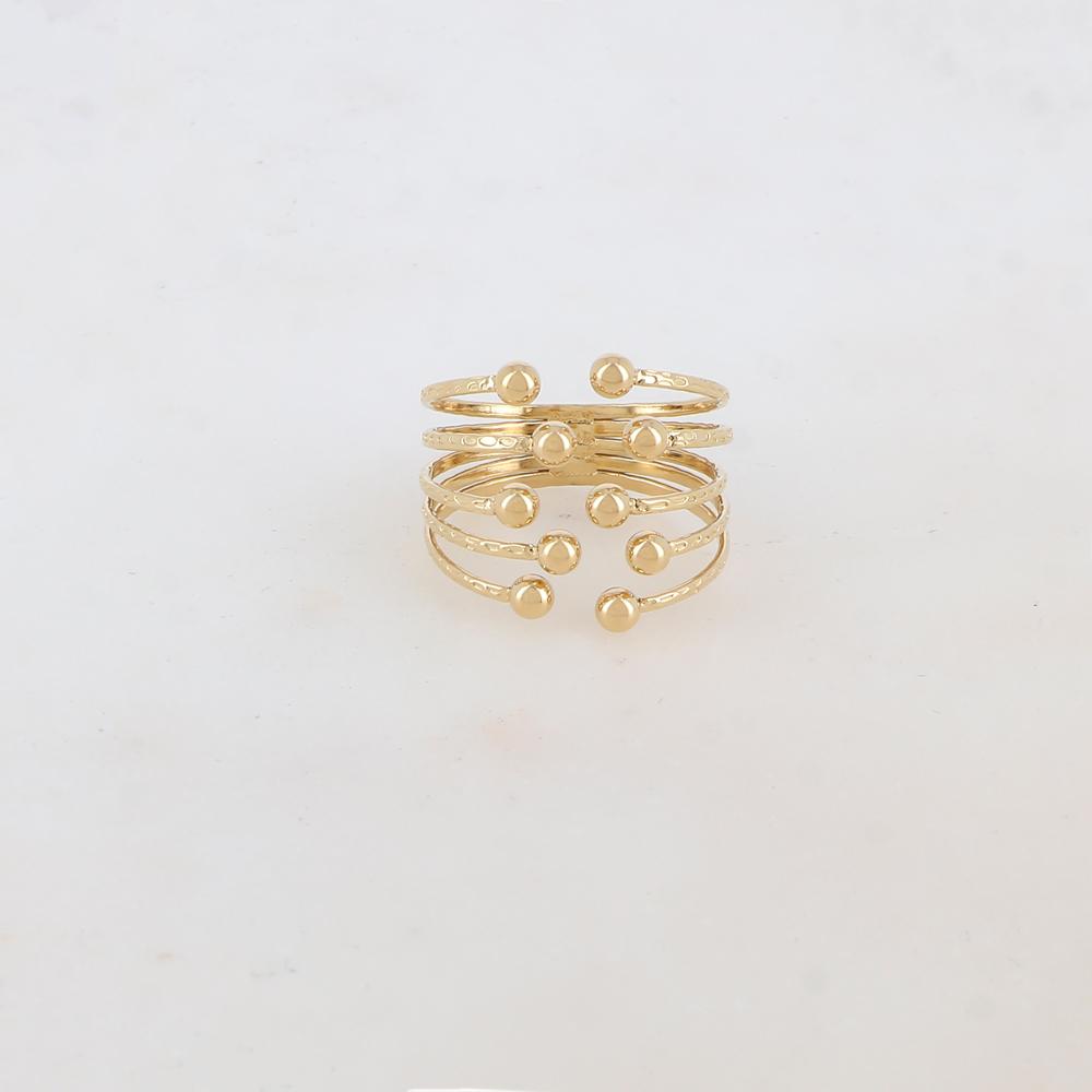 Bague fine et martelée 5 rangs embellie de petites boules