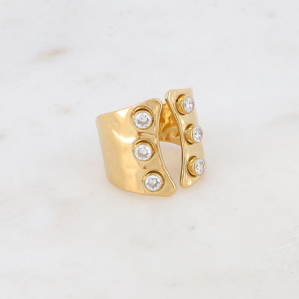 Bague martelée avec 6 strass