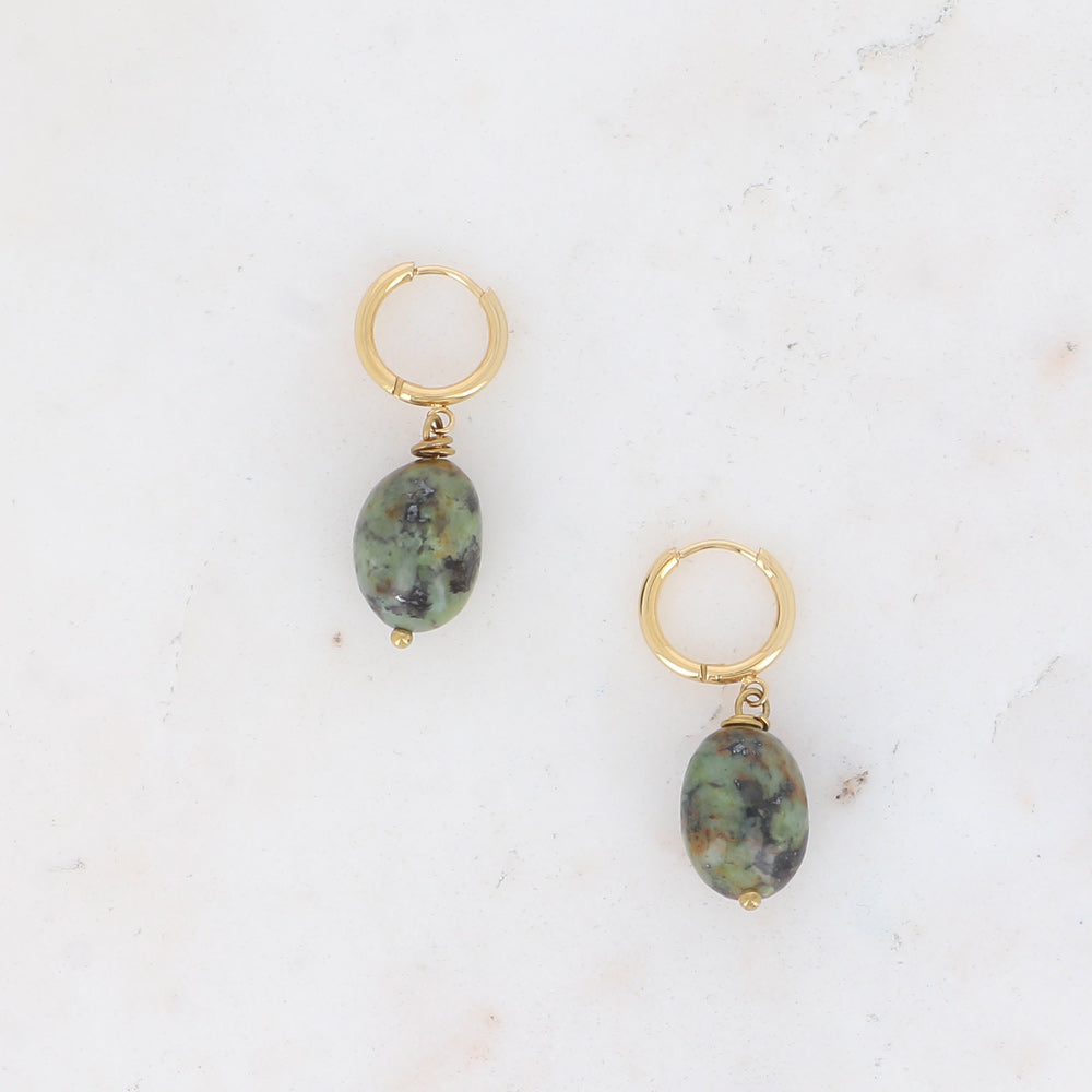 Créoles avec pierres naturelles 0,9x2,8 cm