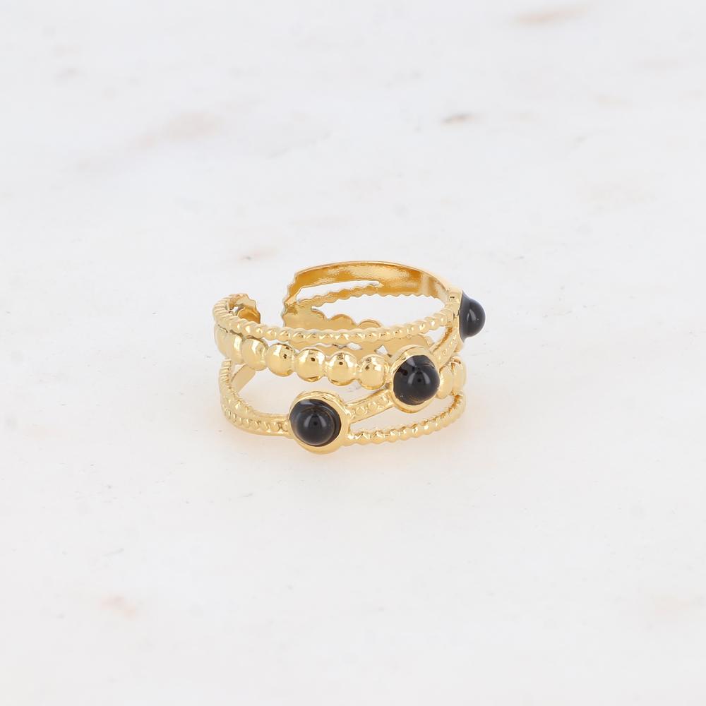 Bague croisée avec pierres naturelles - Onyx