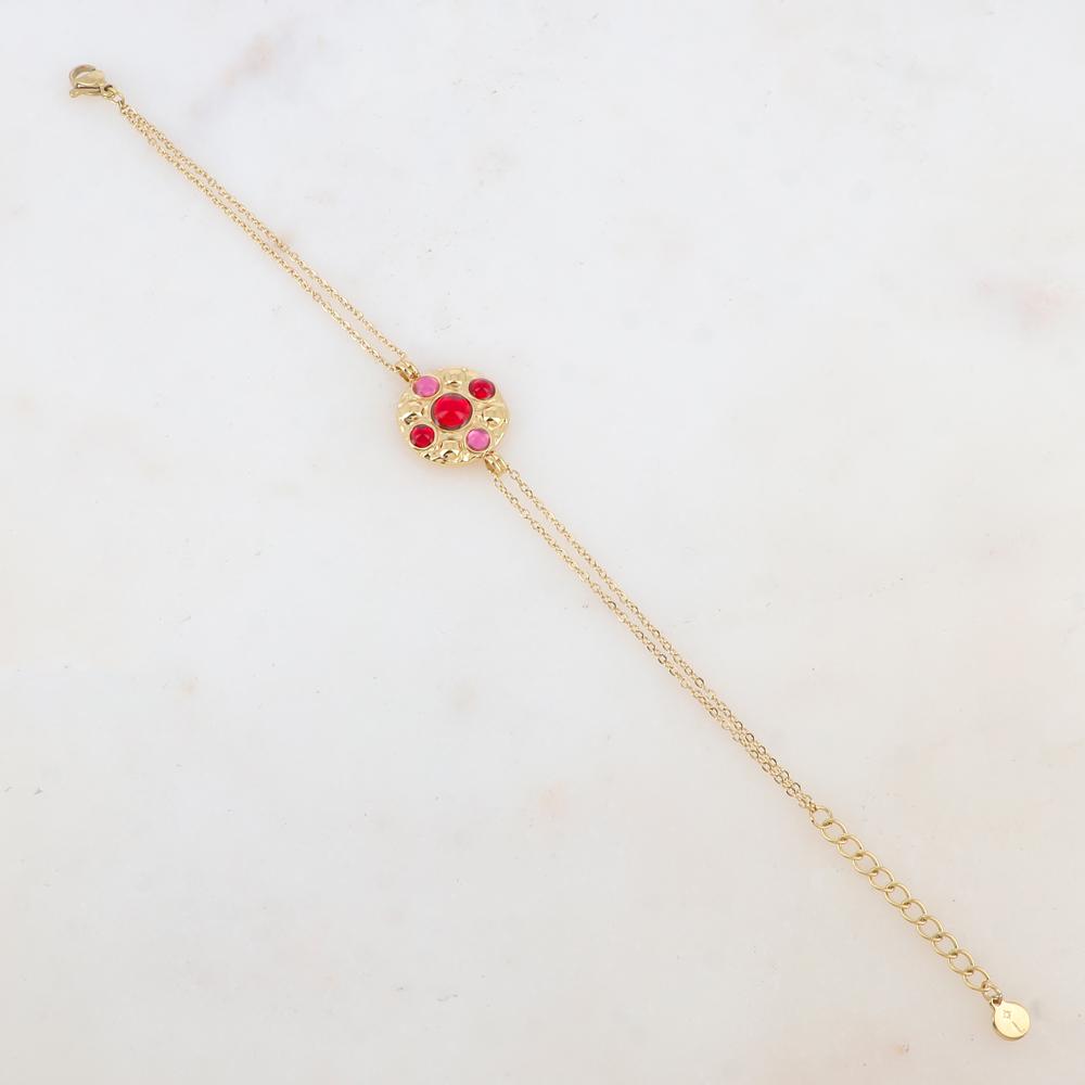 Bracelet avec pièce ronde et 5 pâtes de verre rondes