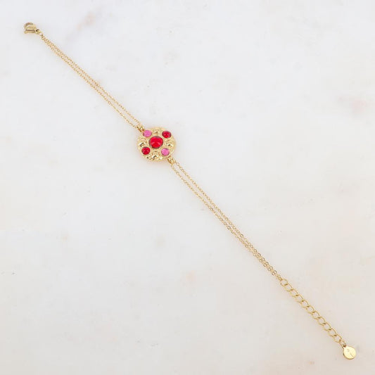 Bracelet avec pièce ronde et 5 pâtes de verre rondes