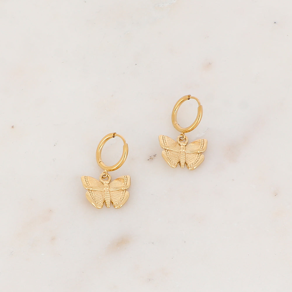 Créoles avec papillon 1,5 x 2,6 CM