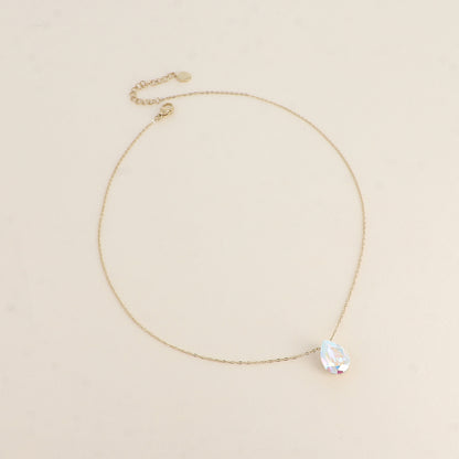 Collier - Pendentif cristal de Swarovski® en forme de goutte - Longueur du collier : 40+5 cm - Dimensions du cristal : 10x14 mm - Aurore boréale