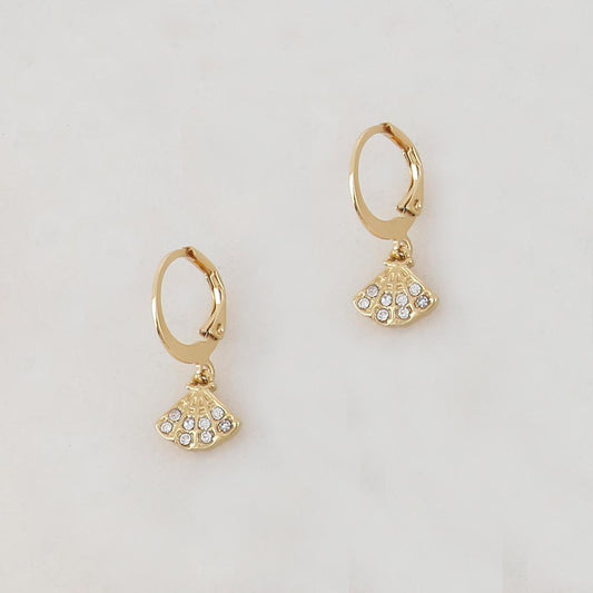 Créoles avec pendant géométrique et strass 1,2 x 2,2 CM.