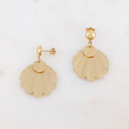 B.O à puce pendantes avec pampille ronde 2,6 x 4,1 cm.