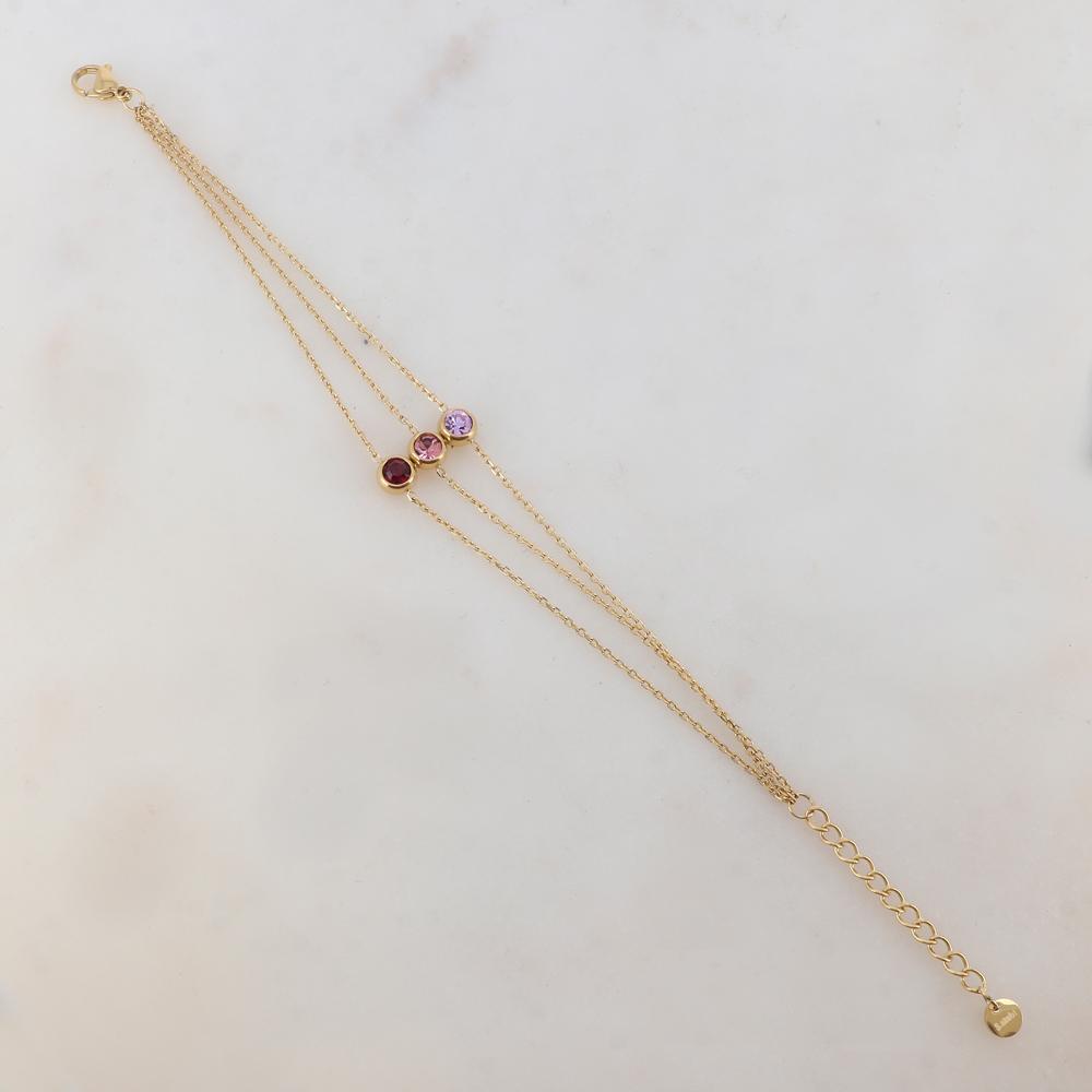 Bracelet trois rangs avec 3 strass