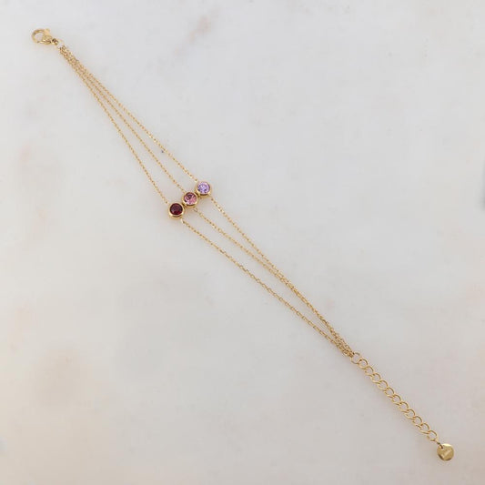 Bracelet trois rangs avec 3 strass