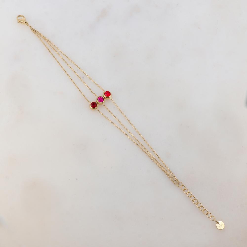 Bracelet trois rangs avec 3 strass