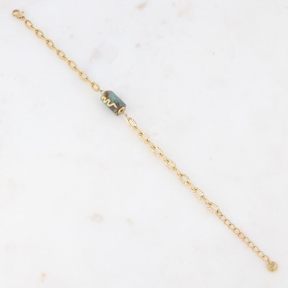 Bracelet en maille avec pierre naturelle et serpent - Turquoise africaine