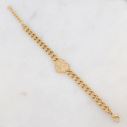 Bracelet maille avec cœur, étoile et strass