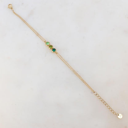 Bracelet deux rangs avec 3 strass