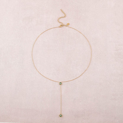 Collier Y - Orné de cristaux de Swarovski® - 40+7 cm - Longueur de chaîne pendante : 6 cm - Dimensions des cristaux : 5x5 mm - Erinite