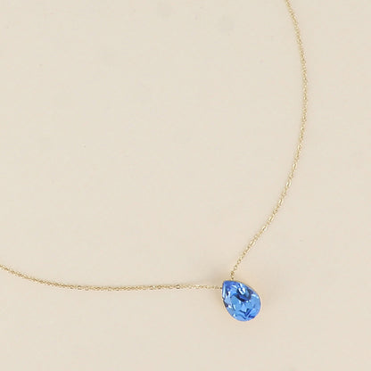 Collier - Pendentif cristal de Swarovski® en forme de goutte - Longueur du collier : 40+5 cm - Dimensions du cristal : 10x14 mm - Ice bleu