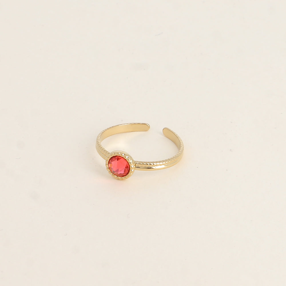 Bague fine ornée de cristaux de Swarovski® - Hauteur de la bague: 2 mm - Dimensions du cristal : 5x5 mm - Padparadscha