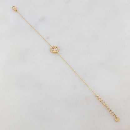 Bracelet avec pièce ronde, nacre, soleil, étoiles, strass