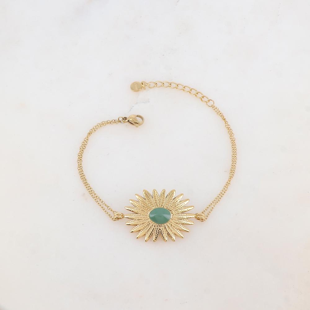 Bracelet deux rangs avec feuillage émaillé