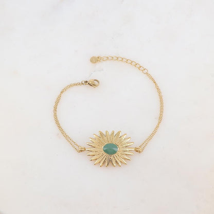 Bracelet deux rangs avec feuillage émaillé
