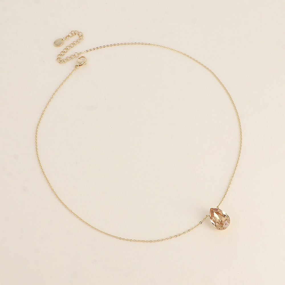 Collier - Pendentif cristal de Swarovski® en forme de goutte - Longueur du collier : 40+5 cm - Dimensions du cristal : 10x14 mm - Light Colorado topaz