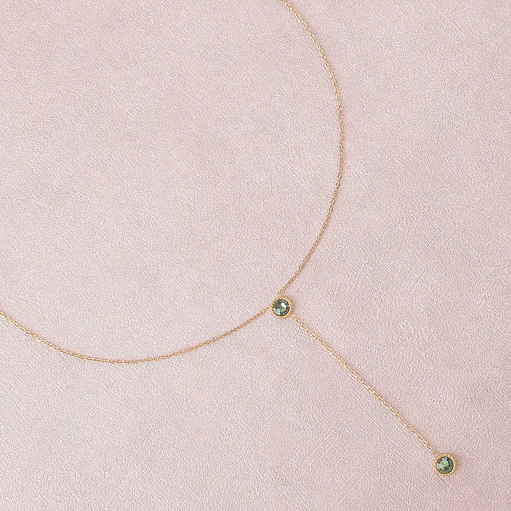 Collier Y - Orné de cristaux de Swarovski® - 40+7 cm - Longueur de chaîne pendante : 6 cm - Dimensions des cristaux : 5x5 mm - Erinite