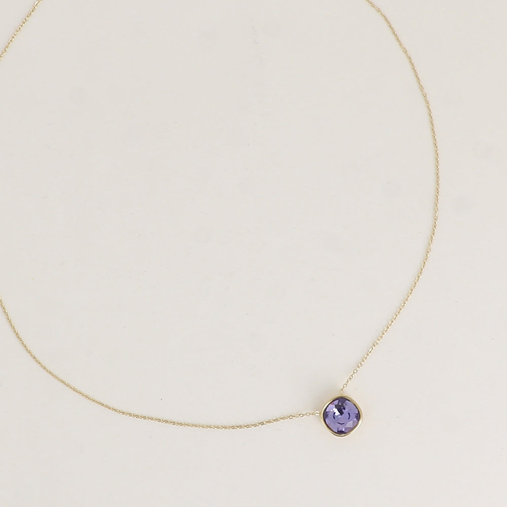 Collier orné de cristal de Swarovski® 8 mm - Longueur de chaîne : 39+5 cm - Diamètre du cristal : 8 mm - Tanzanite