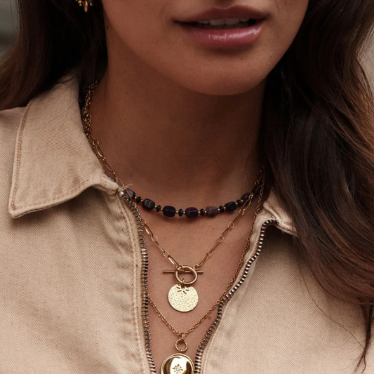 Collier avec pierres naturelles (39+7CM)