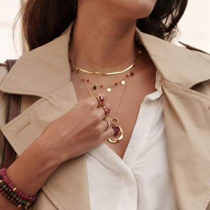 Collier avec pendentif géométrique ondulé, émail (50+10CM)