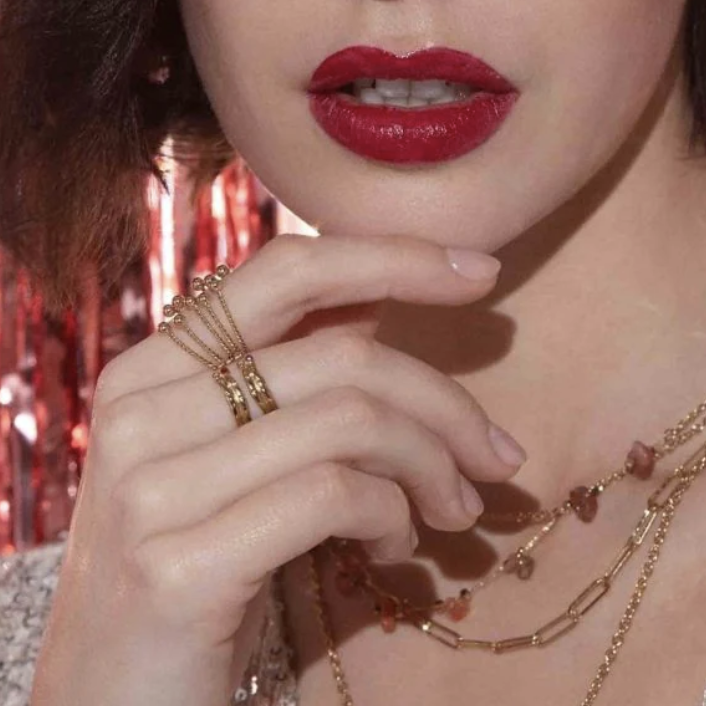 Bague 2 rangs avec strass
