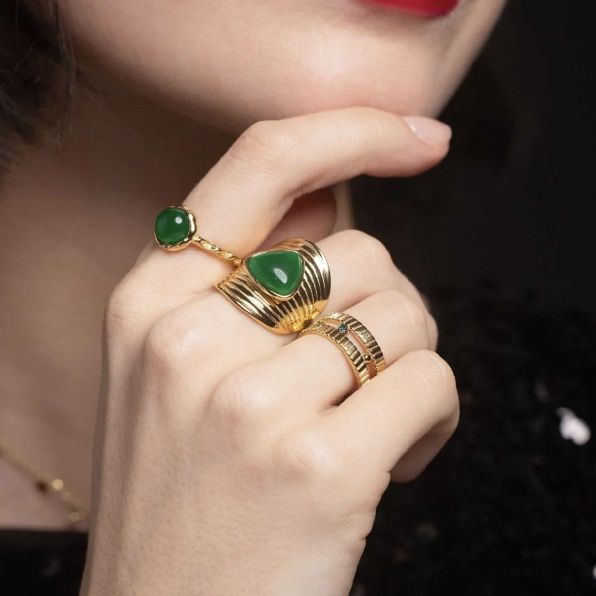 Bague 2 rangs avec strass
