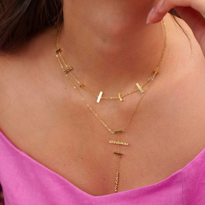 Collier avec 7 barres : 3 martelées et 4 lisses (39+7CM)