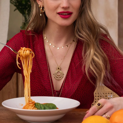 Collier avec pendentif embelli d'émail, motif étoile (50+5CM)