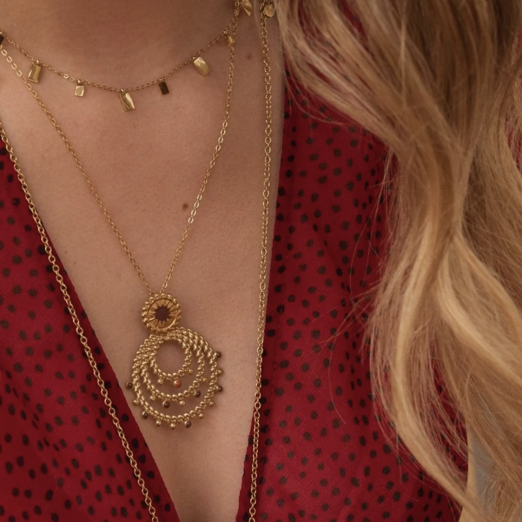 Collier avec pendentif embelli d'émail, motif étoile (50+5CM)