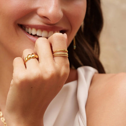 Bague martelée et texturée triple rangs ajustable