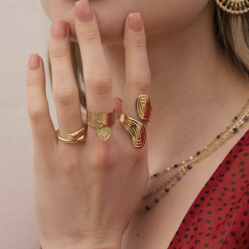 Bague ajustable avec motif rainuré