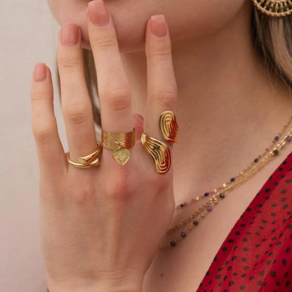 Bague ajustable avec motif rainuré