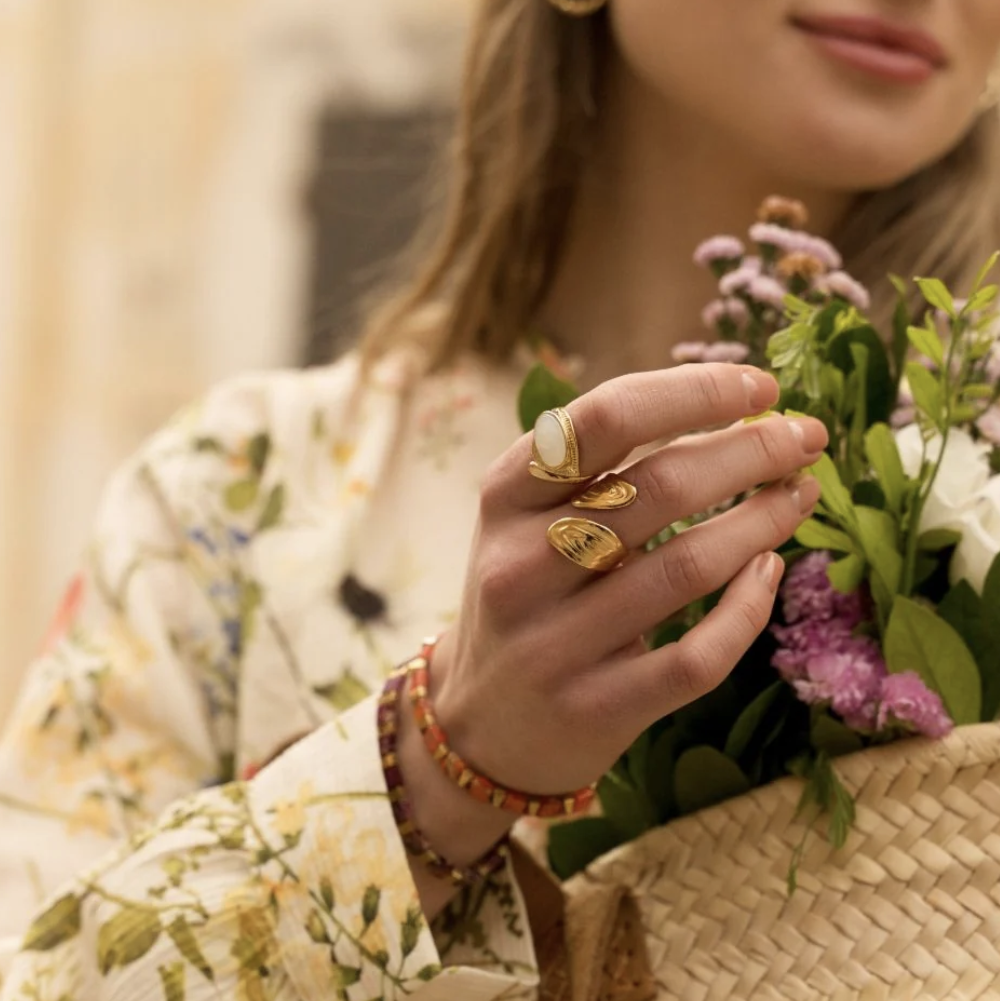 Bague ajustable avec motif rainuré