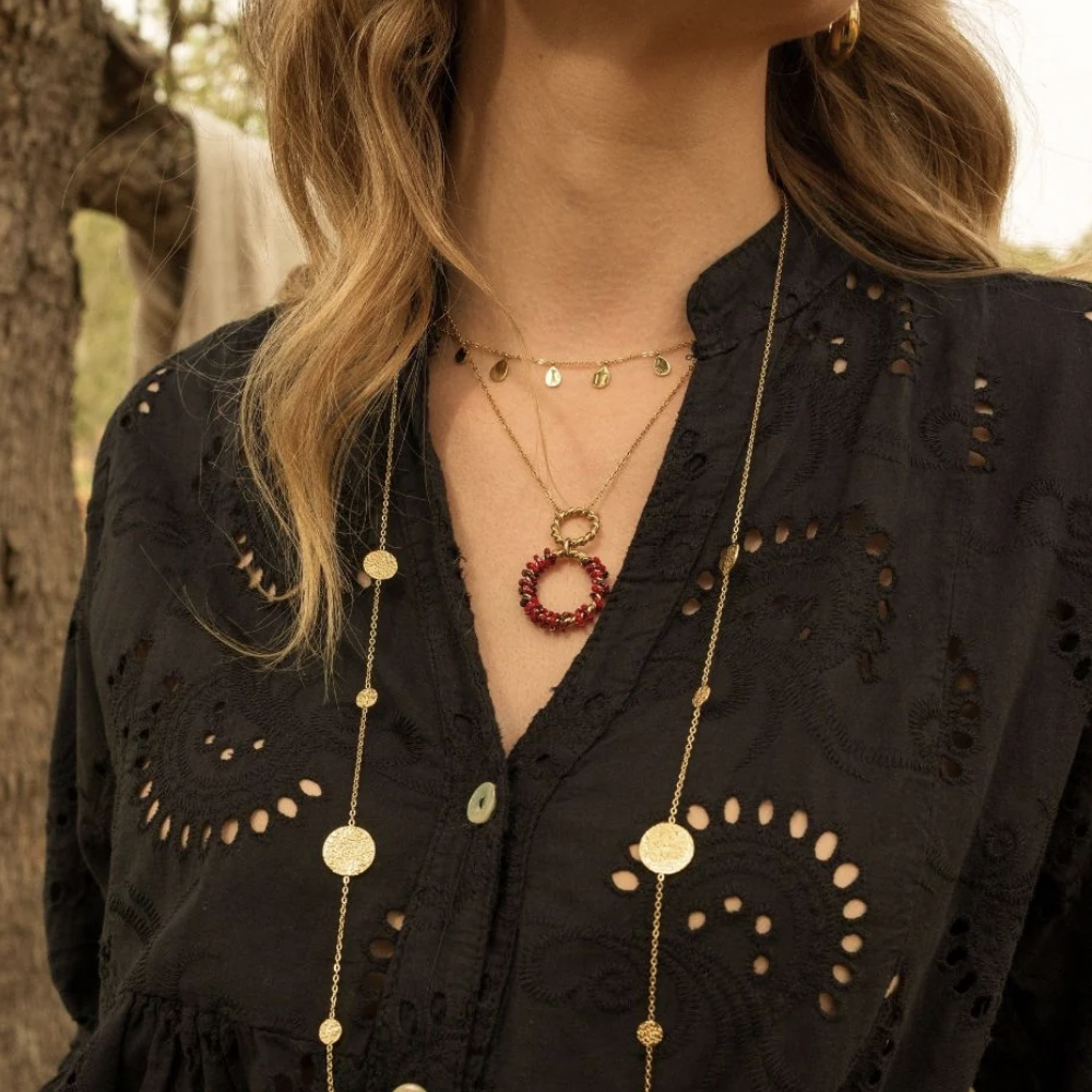 Collier avec pampilles gouttes (40+5CM)