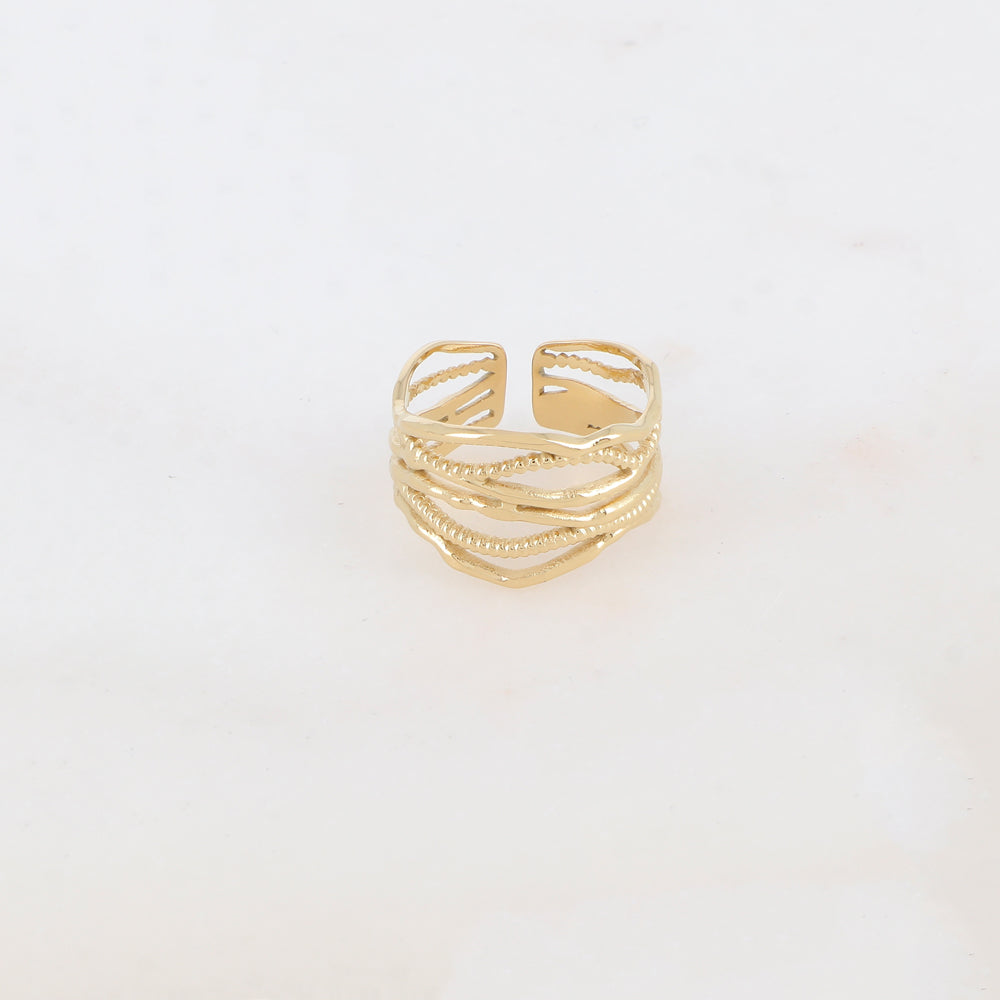 Bague multirangs aux motifs graphiques