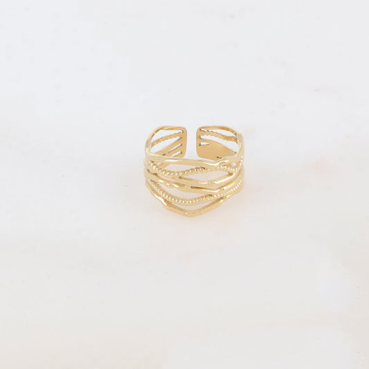 Bague multirangs aux motifs graphiques