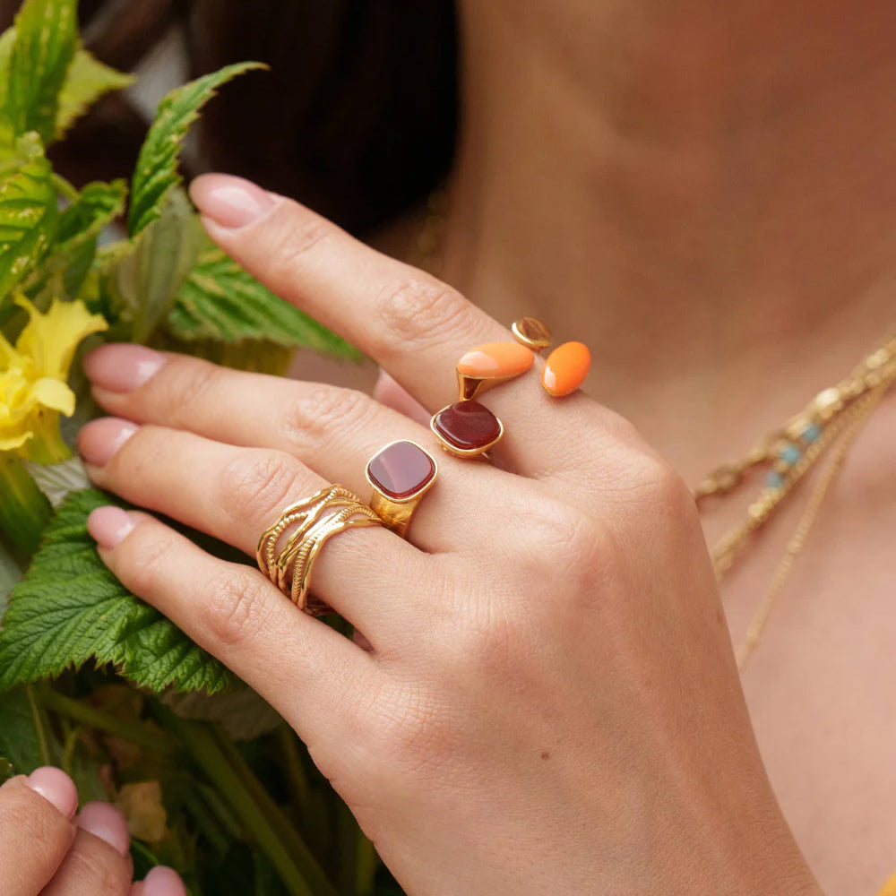 Bague multirangs aux motifs graphiques