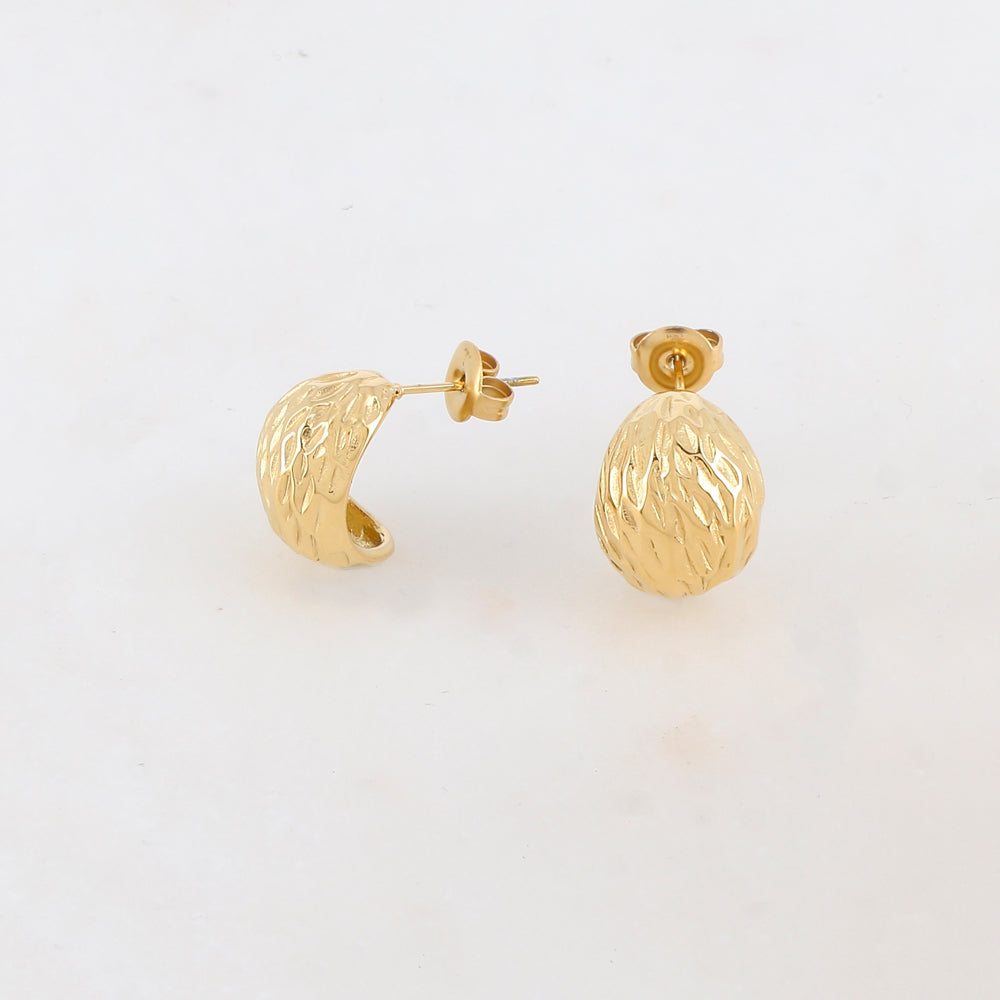 Créoles à puce bombées avec effet texturé 1,2 x 1,6 CM