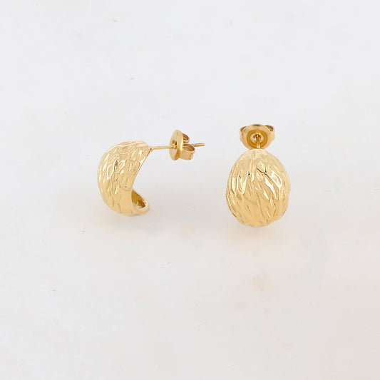 Créoles à puce bombées avec effet texturé 1,2 x 1,6 CM