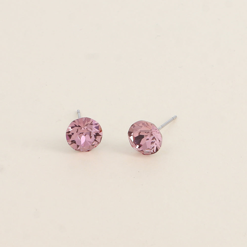 Boucles puces argentées – Ornées de cristaux de Swarovski® SS39 - Dimensions de la boucle : 8x8 mm - Light amethyst
