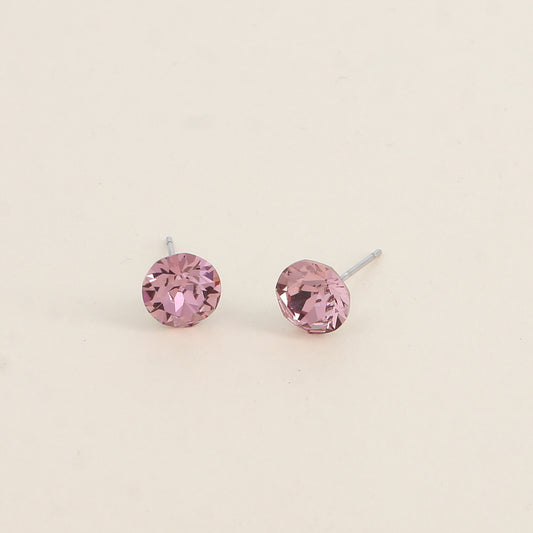 Boucles puces argentées – Ornées de cristaux de Swarovski® SS39 - Dimensions de la boucle : 8x8 mm - Light amethyst