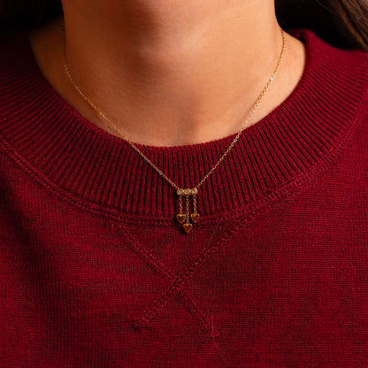 Collier avec chaînes, cœurs et strass (38+5CM)